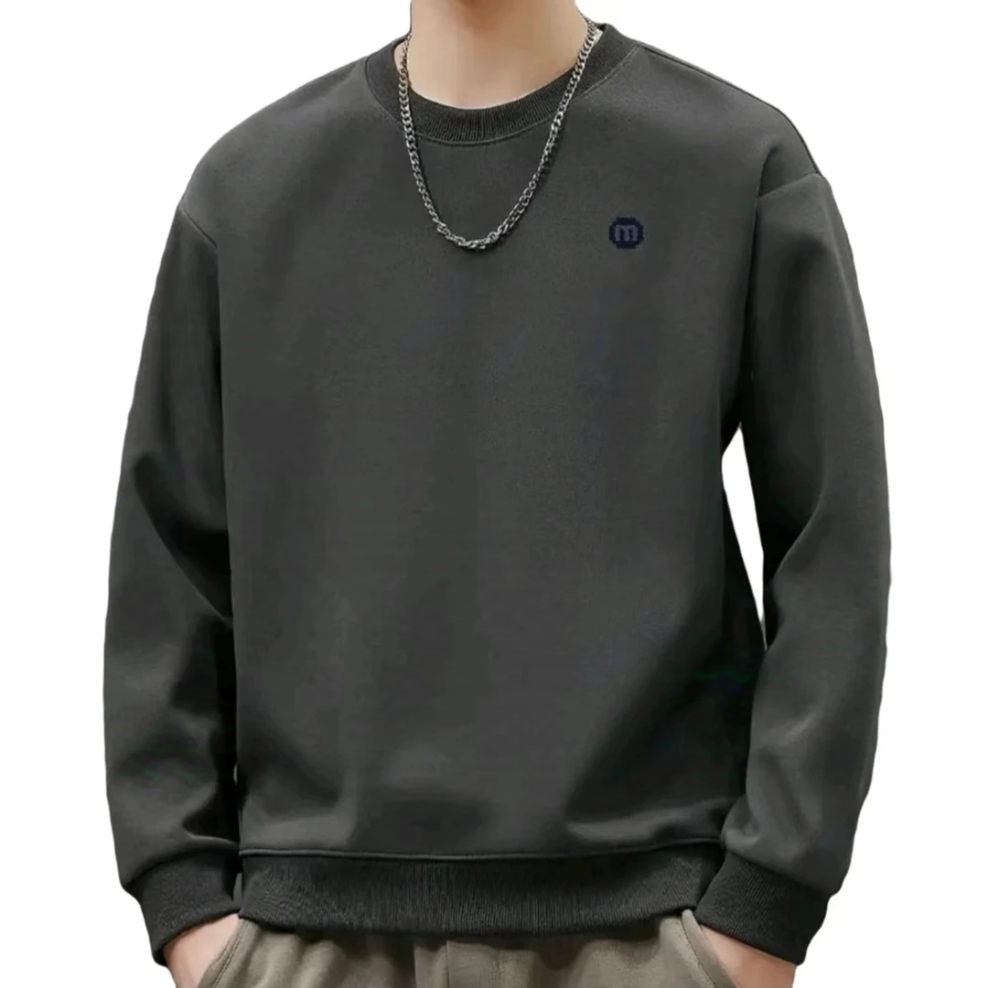 秋季新款潮牌休闲帅气百搭长袖圆领卫衣#88021灰