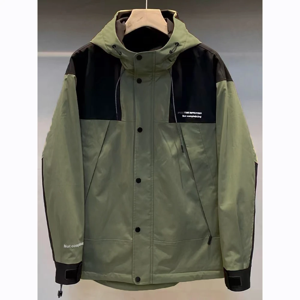 秋季新款户外工装冲锋衣百搭休闲连帽夹克#6022绿