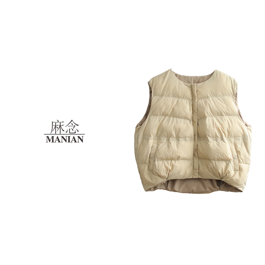 【麻念】衣长60  新款纯色百搭简约通勤女士棉马甲D241576