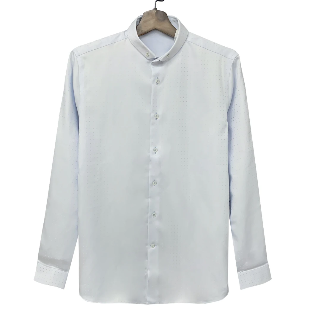 恺【纽扣领】免烫100长绒棉浅色长袖衬衫商务休闲男CS125