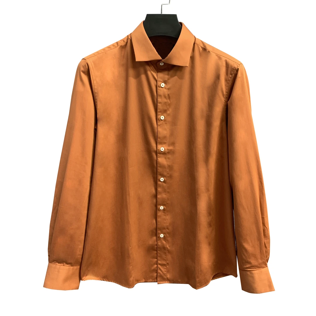 堡家【GETZNER奥地利】100长绒棉砖黄色易打理进口长袖衬衫54321A