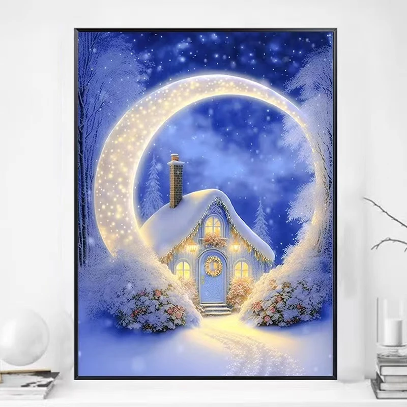 满钻全贴——【唯美风景冬雪】钻石画新款自粘水晶装饰画2023贴画