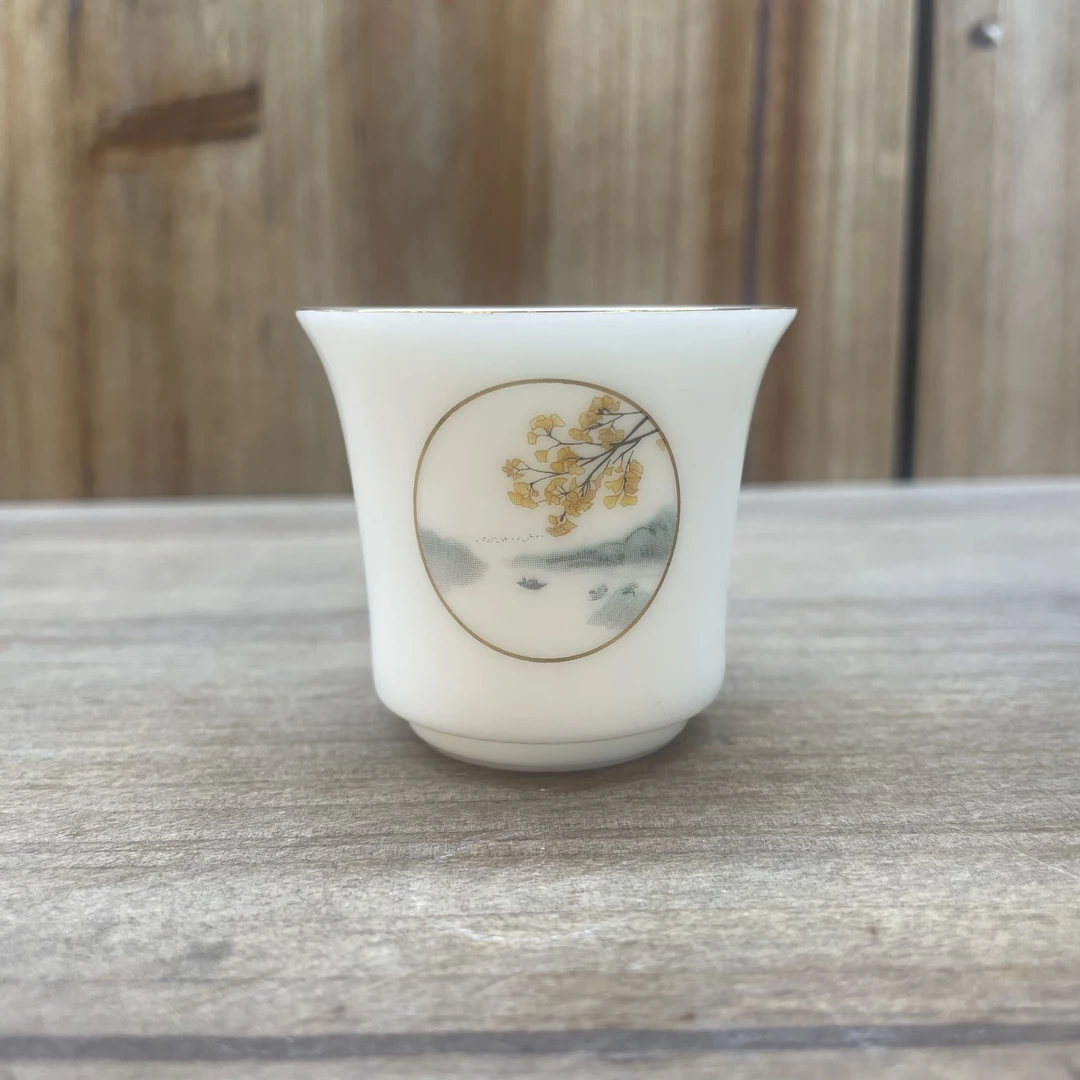 羊脂玉瓷品茗杯专用喝茶杯加拍杯子链接的哟创意白瓷家用
