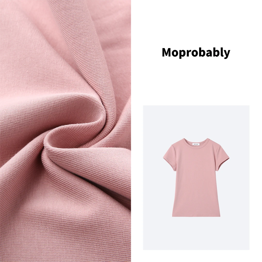Moprobably「俏皮T」2024春夏新款简约风纯色修身短袖T恤L4111143