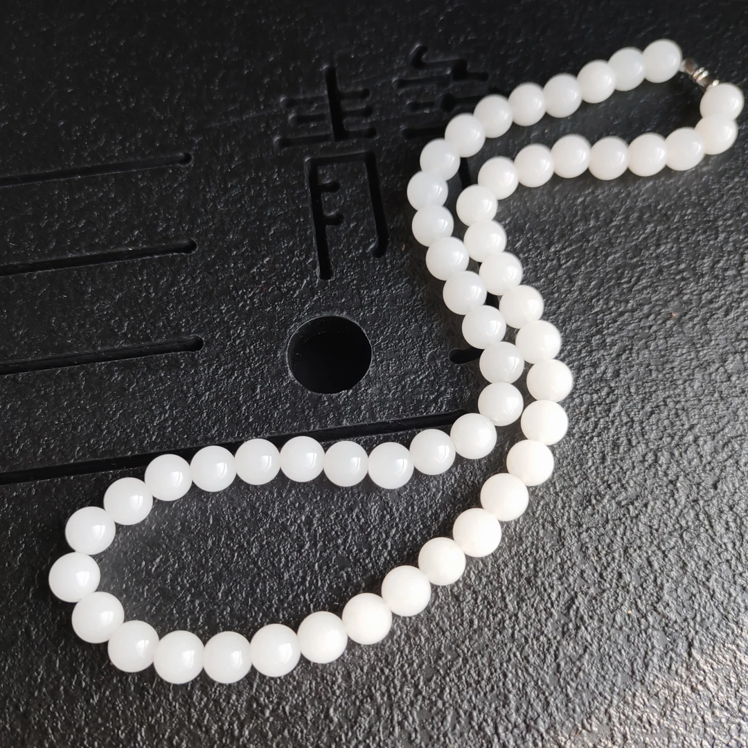 金丝玉白金丝玉项链10mm妈妈链锁骨链