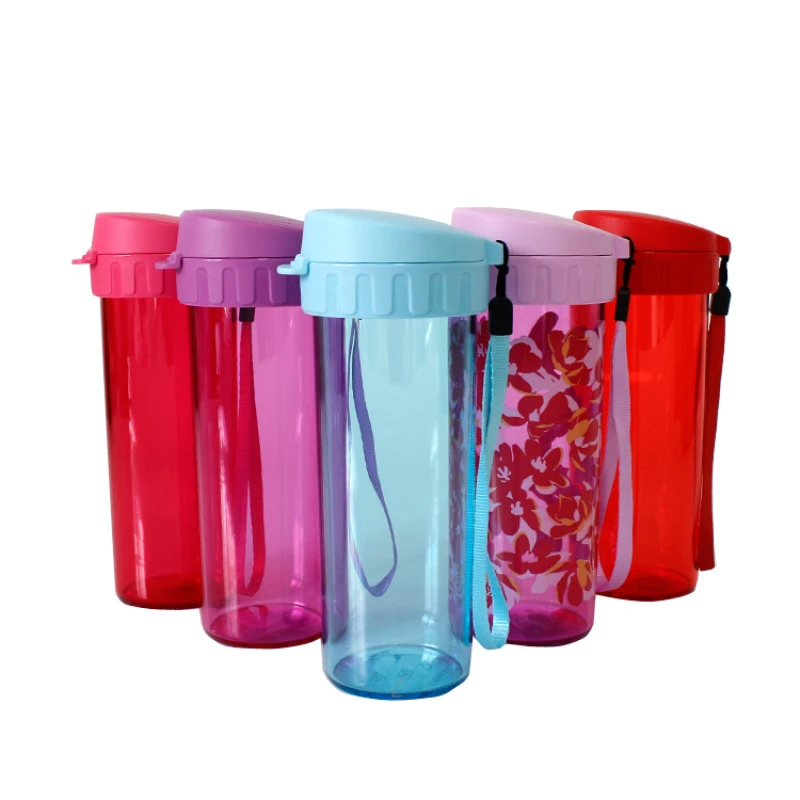 380ml茶韵随手杯塑料水杯带茶隔防漏便携运动水杯密封