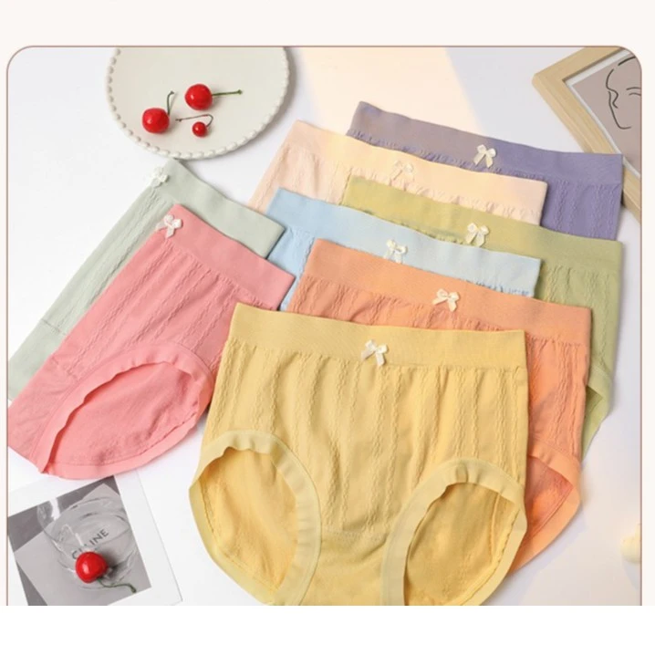 慕慕家 新款高腰8条装蝴蝶结女士短裤舒适 多色 纯色 条纹透气