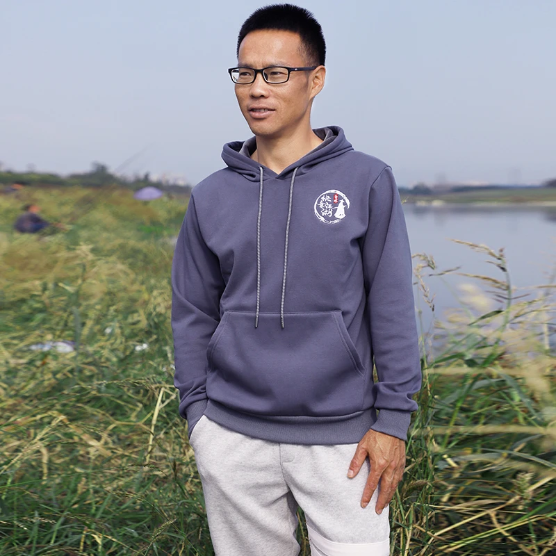 曾大盆快意江湖加绒连帽卫衣男宽松长袖装外套户外简约上衣