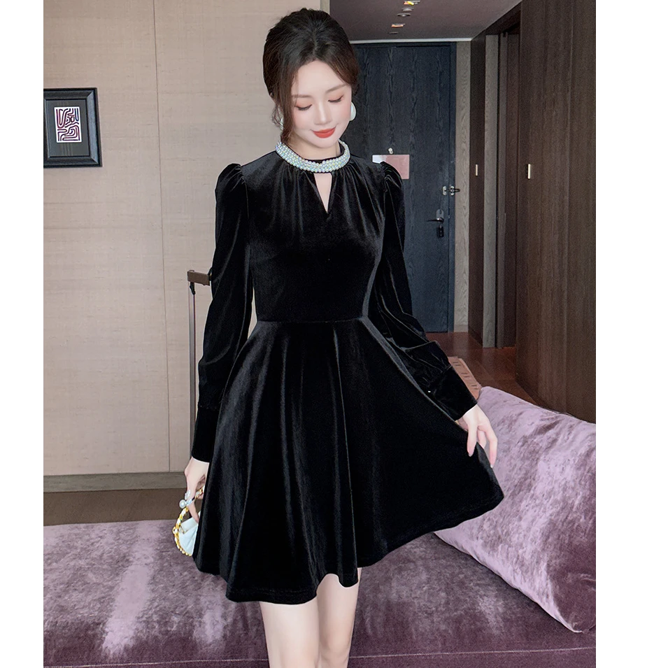 2025秋季新款女装气质名媛小众复古法式收腰显瘦A版连衣裙40648