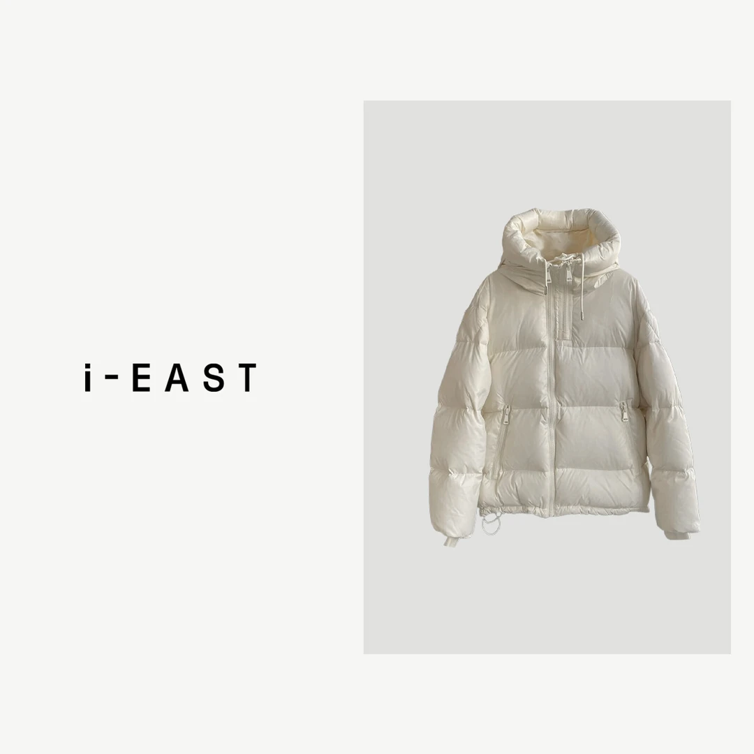 i-EAST 椰蓉奶香~拉链设计连帽羽绒服外套Y20028