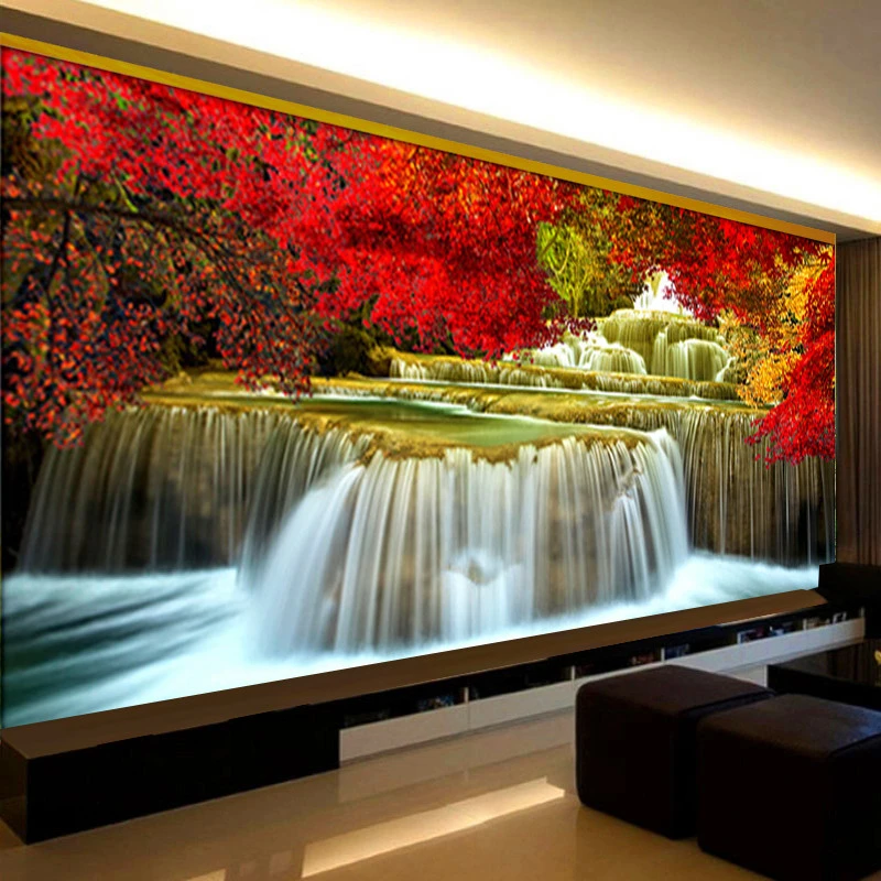 2023新款十字绣鸿运当头客厅满绣大幅2米流水生财山水风景画全绣