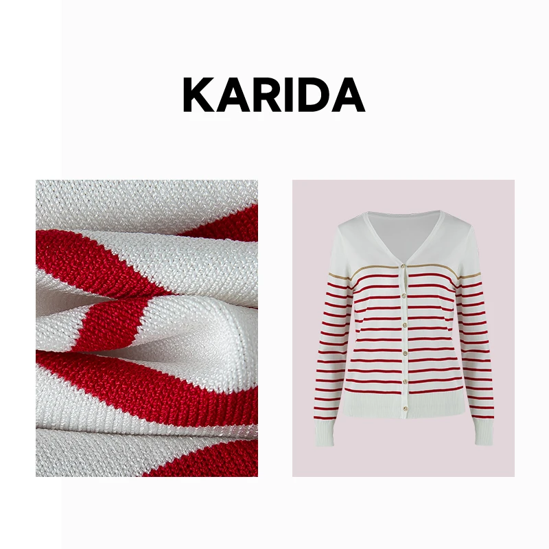 珂芮达Karida【双色协奏】新款两面穿条纹针织开衫