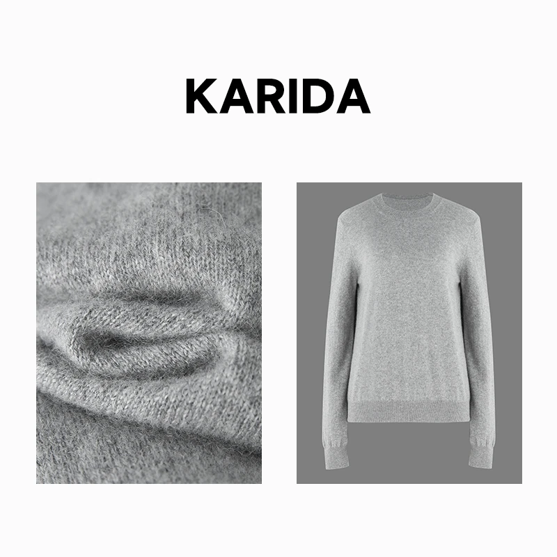 珂芮达Karida【阳光专属】新款时尚百搭简约纯色轻柔羊绒衫秋冬保暖