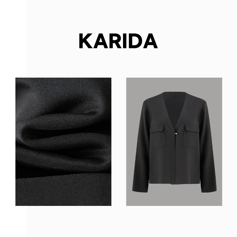 短视频珂芮达Karida【云初】简约减龄100%桑蚕丝西服外套小西装