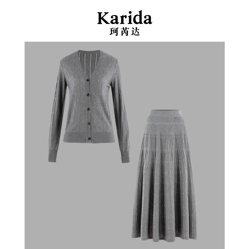 短视频珂芮达Karida【路易斯夫人】洋气针织套装裙气质裙子显瘦