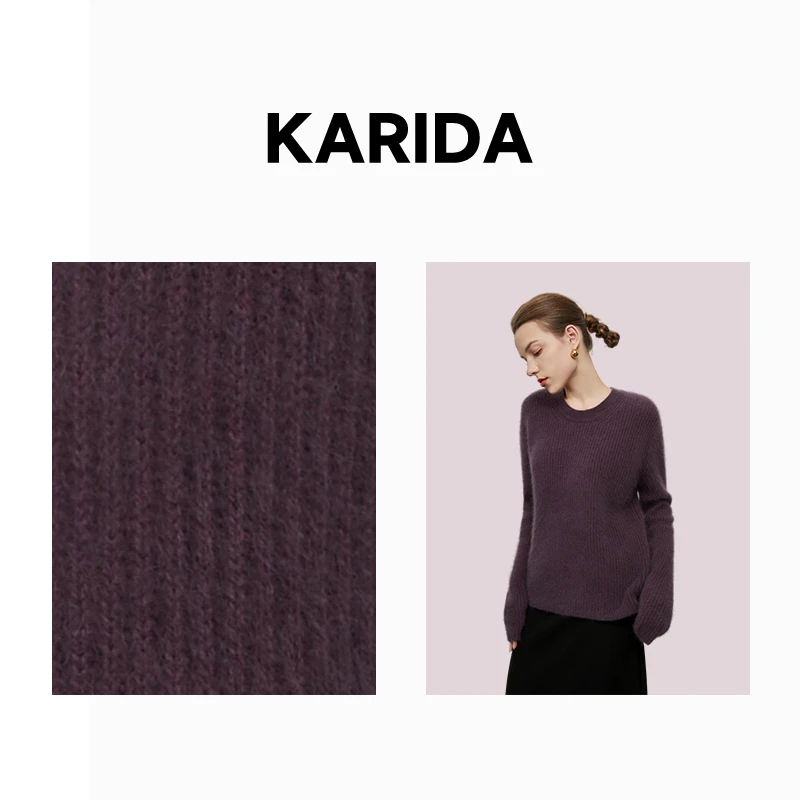 珂芮达Karida【短视频专享】【baby抱抱】亲肤紫色毛衣秋冬圆领针织衫