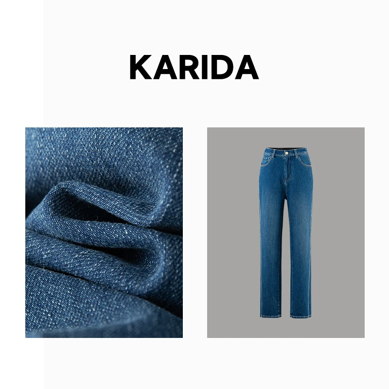karida【美咖】新款时尚修身通勤百搭休闲风烟管牛仔裤