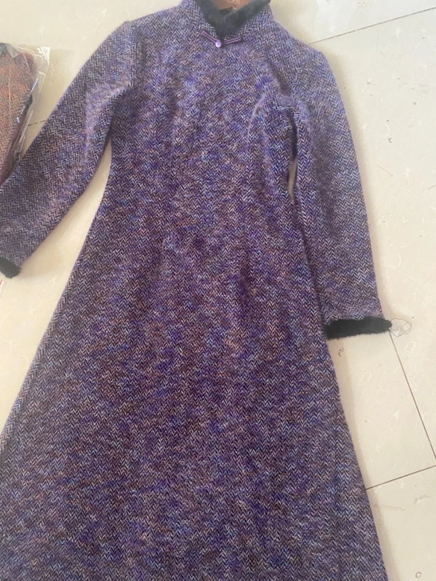 红人上新2024年秋冬新款女日常气质加厚秋冬双色旗袍