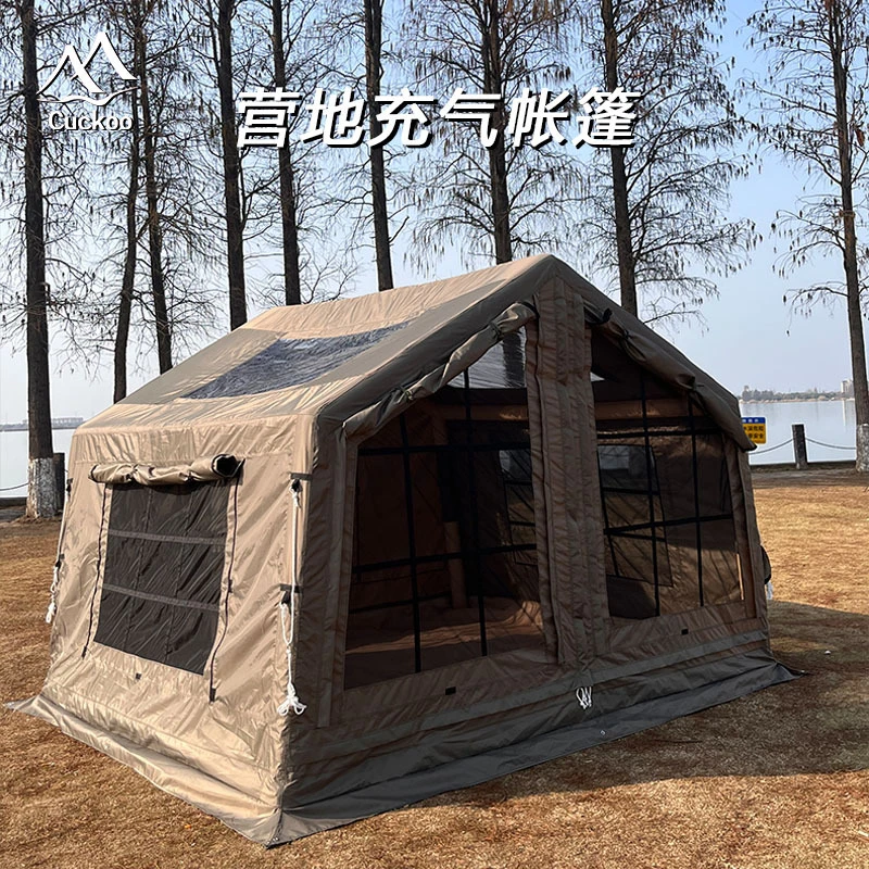 网红速开充气帐篷户外8平米加厚防雨露营帐篷折叠便携式沙滩帐篷