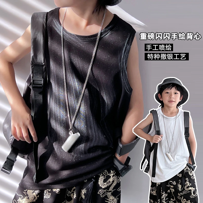 【撒银工艺】潮牌男童夏季无袖背心薄款外穿夏季中大童 4045107O2