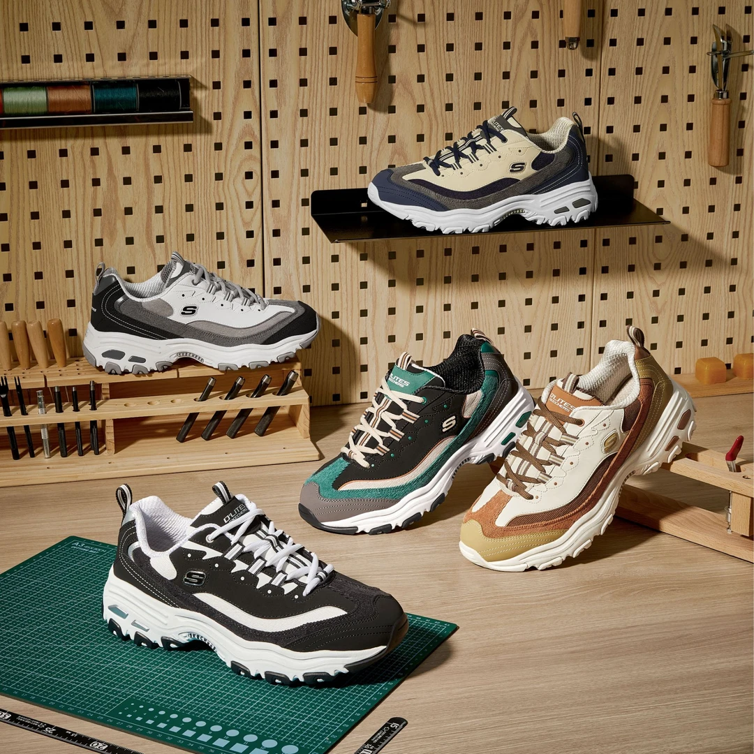 【男款奶茶熊】斯凯奇复古秋潮流厚底潮鞋百搭时尚板鞋休闲237153