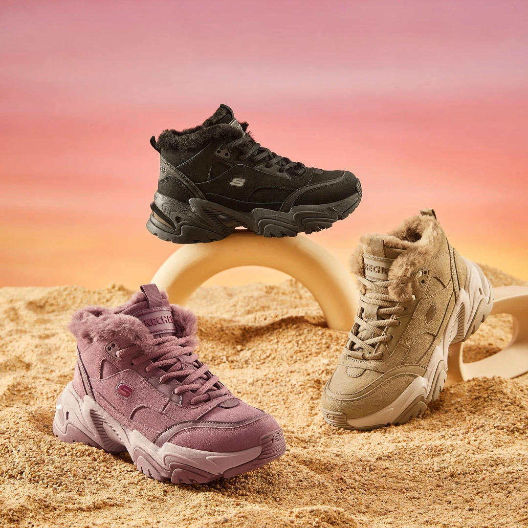 Skechers斯凯奇机能风老爹鞋女鞋时尚加绒保暖中帮休闲靴子167338