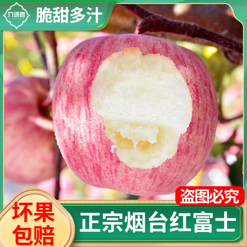 2024新果烟台苹果水果新鲜脆甜不打蜡带皮吃整箱4-4.5斤