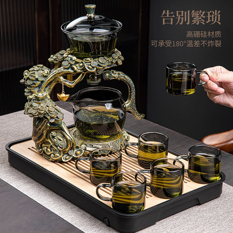 高硼硅玻璃自动茶具套装办公家用一键过滤泡茶壶商务礼品懒人茶具