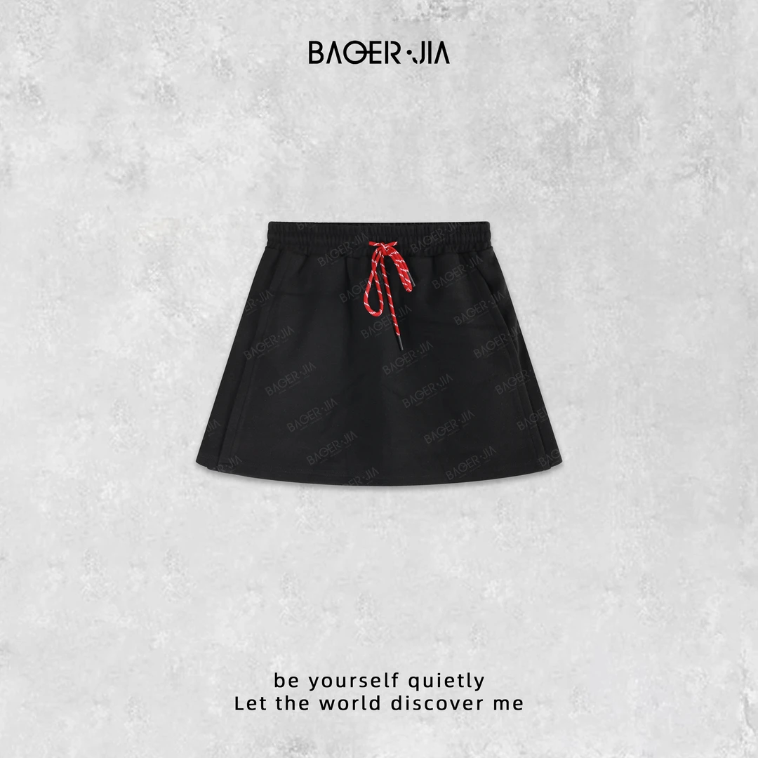 15-【抽绳裙】宝儿家含幂BD19124411秋冬百搭松紧腰修身加厚裙子