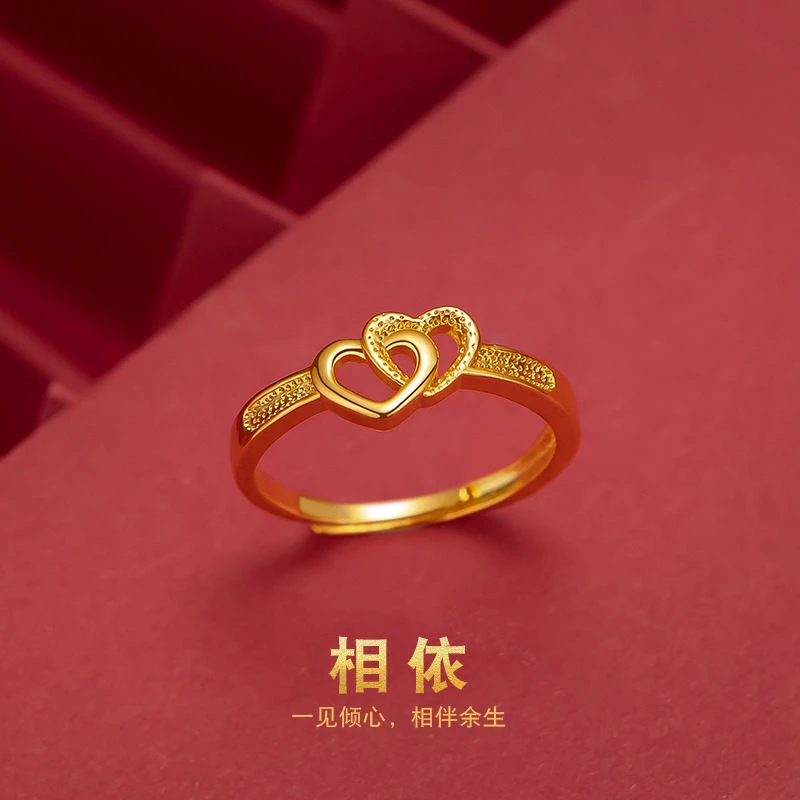 铜合金戒指 双心戒指 双心活口气质精致款大小可调节活口戒