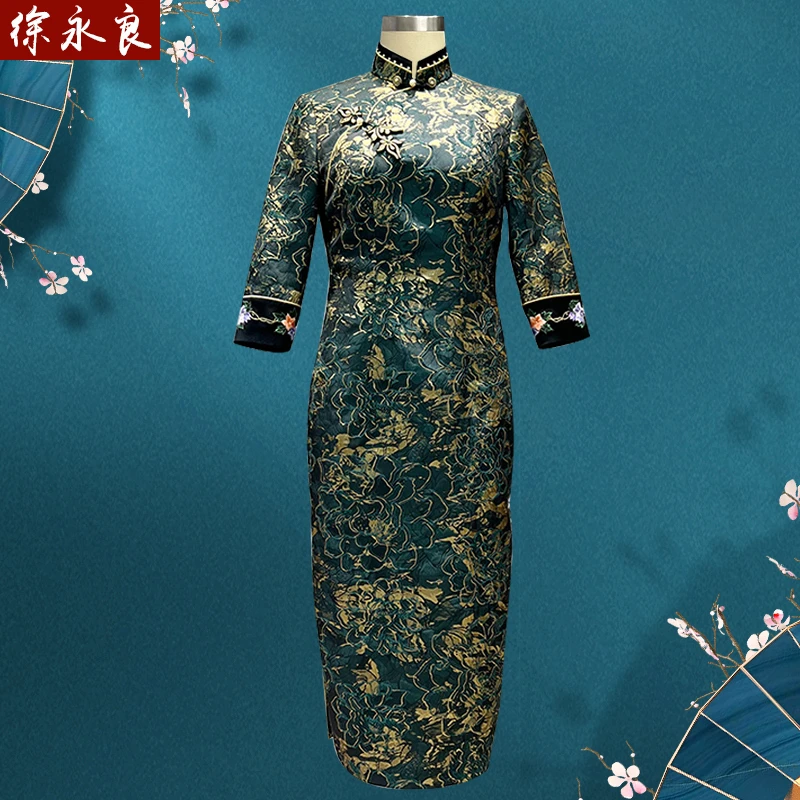 徐永良52991秋冬绣花中国风ins旗袍优雅高端复古气质提花显瘦宴会
