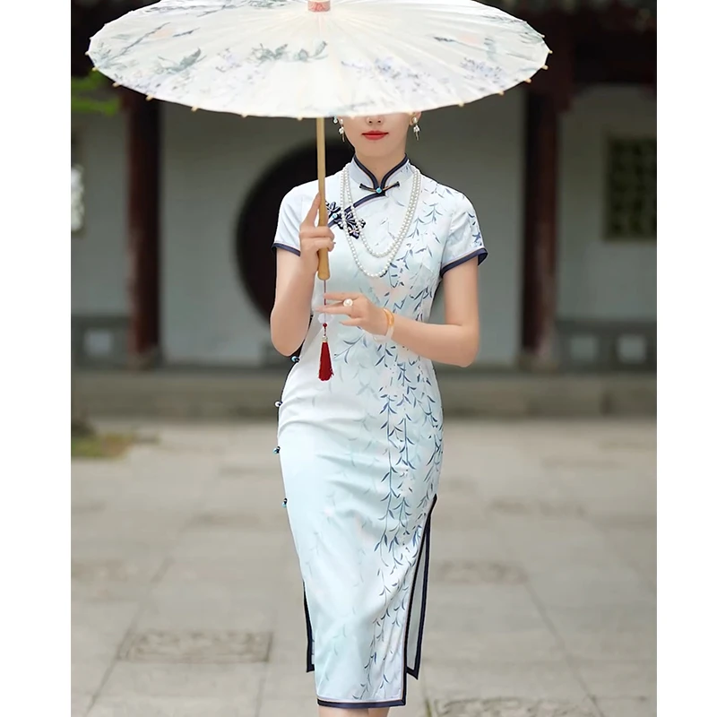 【徐永良】53099A 夏季短袖旗袍连衣裙民国风日常