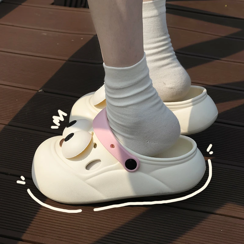 大眼仔洞洞鞋女夏季外穿厚底防滑包头拖鞋两穿踩屎感凉拖鞋女夏天