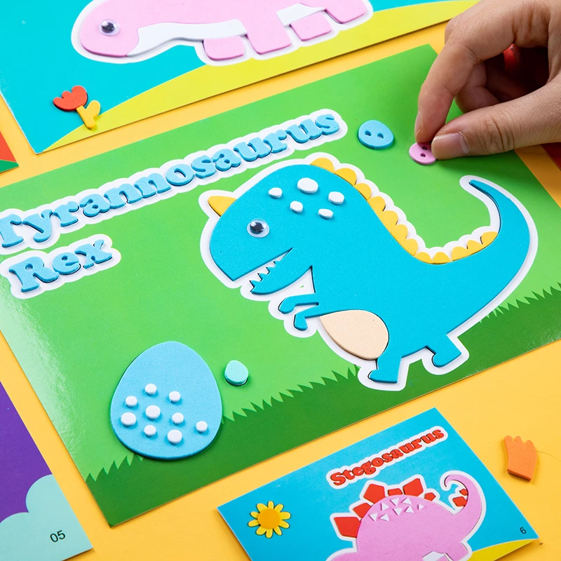 儿童EVA粘贴画恐龙创意手工立体diy制作材料包6岁幼儿园3益智玩具
