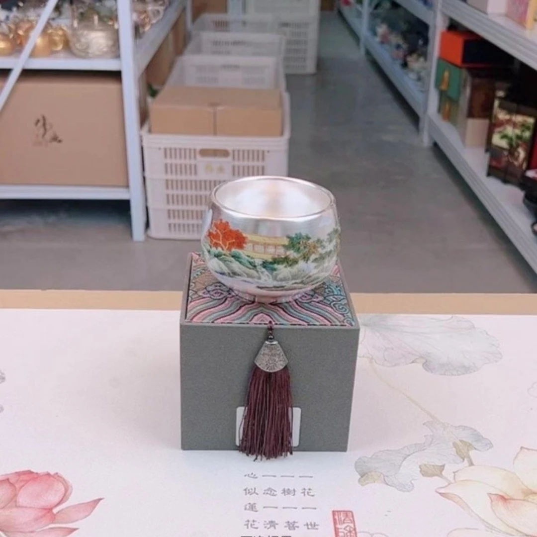 周鸿杰老师赢定江山罗汉银杯山水鎏银罗汉杯配礼盒