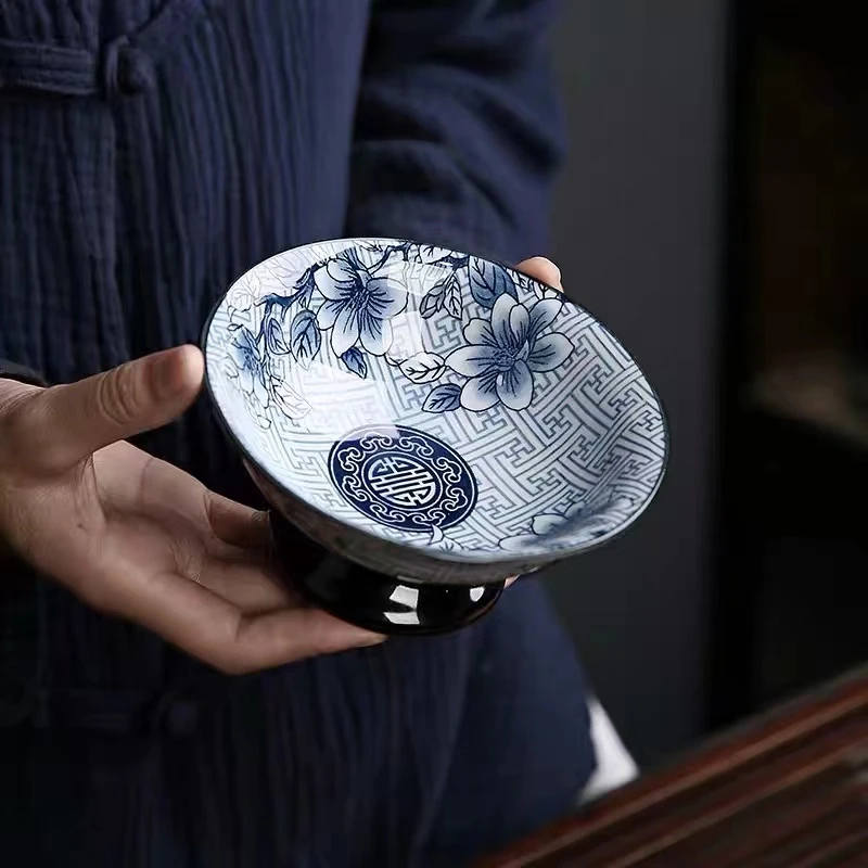 青花高脚茶点荷韵果盘甜品碟水果盘