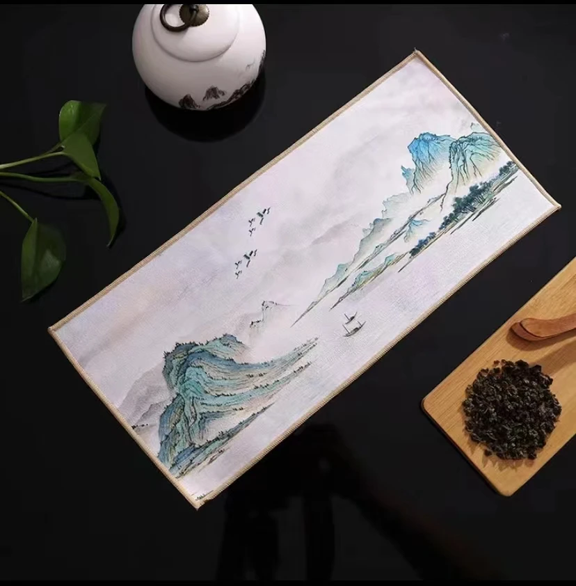 【新粉专属福利】千里江山双层可用麂皮绒功夫茶巾加绒加厚