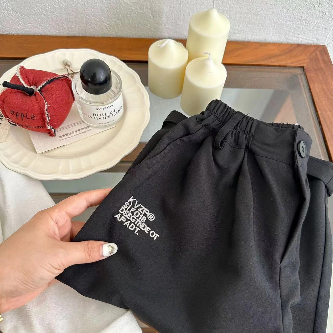 儿童长裤2024秋季新品男女童百搭字母西裤宝宝韩版阔腿裤潮tc2066