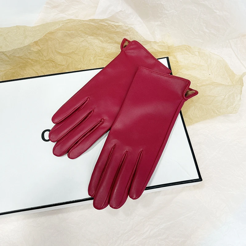 真皮女士手套秋冬季加绒加厚开车骑行防寒保暖韩版手套时尚可触屏