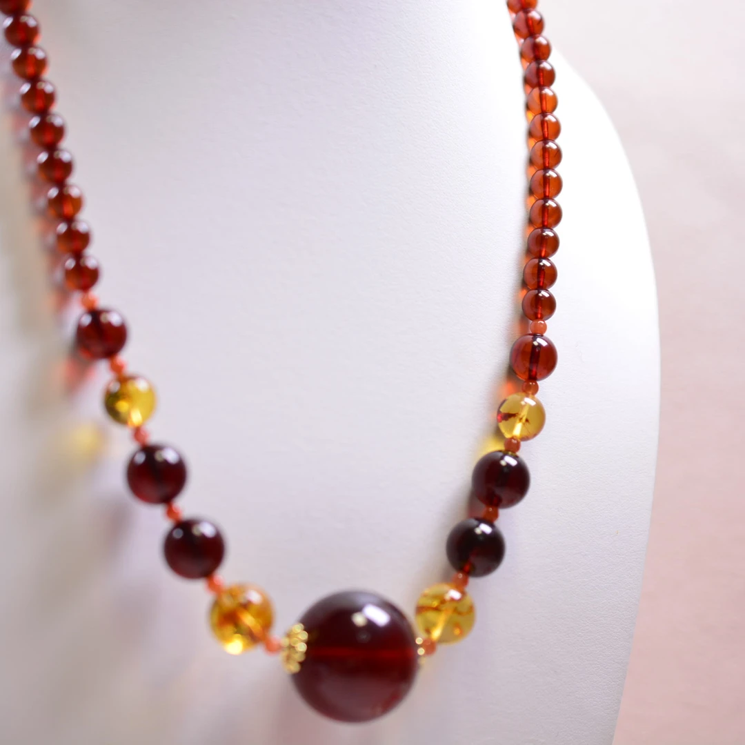 臻雅珠宝-血珀25+项链花珀设计款缅甸天然琥珀百搭时尚珠珠手工