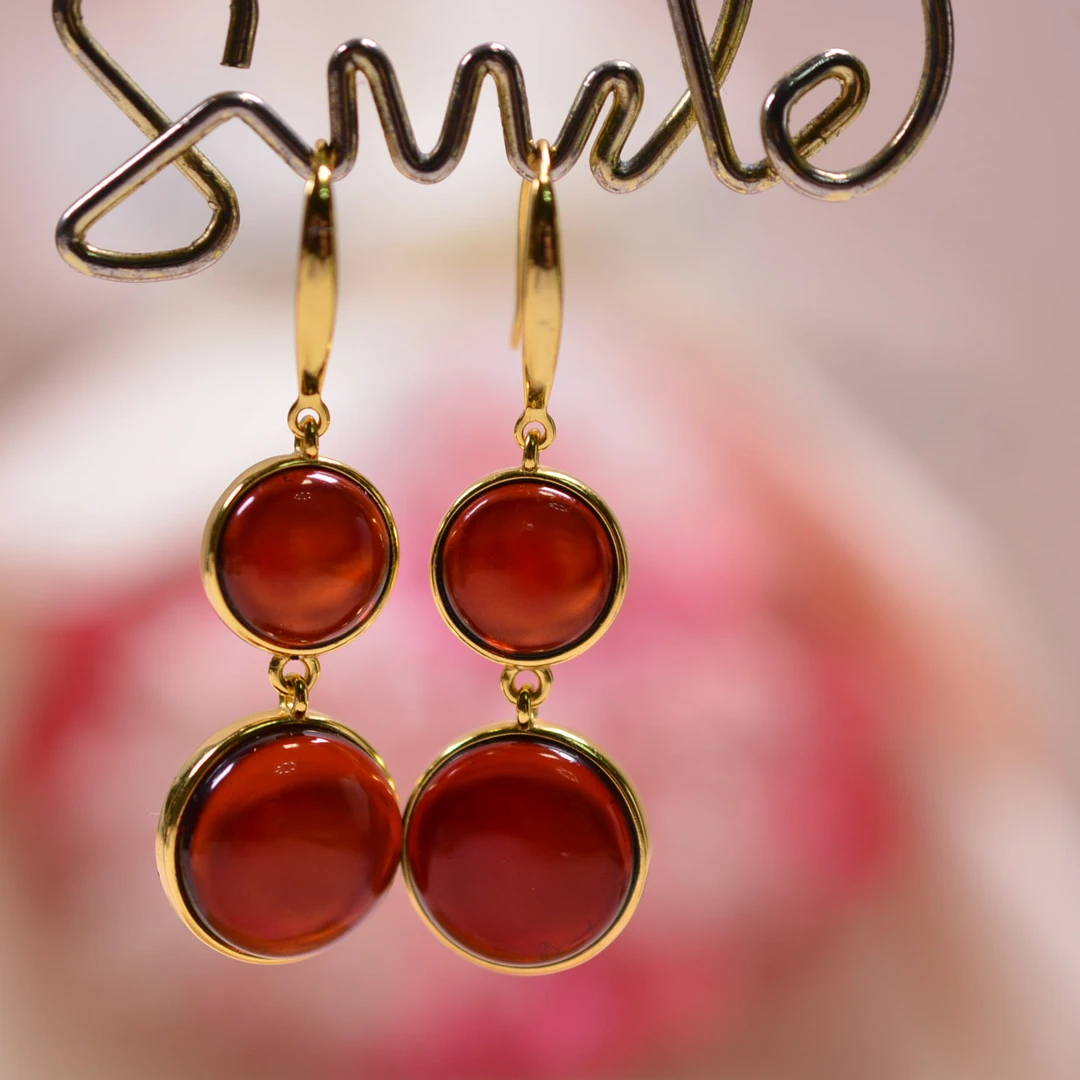 臻雅珠宝-血珀耳坠蛋面缅甸天然琥珀耳环福禄时尚轻奢百搭S925银