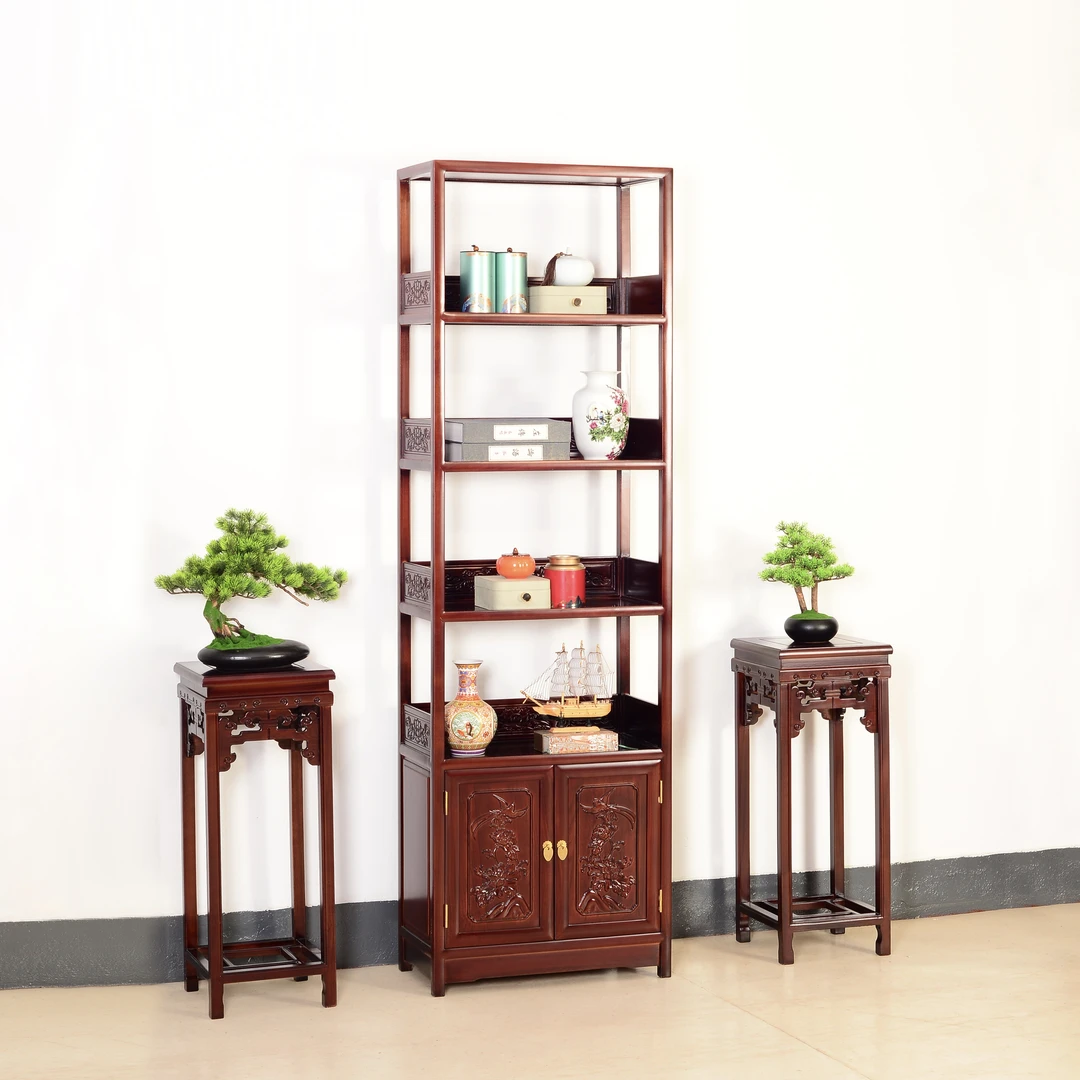 (26)多款小规格博古架实木中式多宝阁置物架书架北方榆木