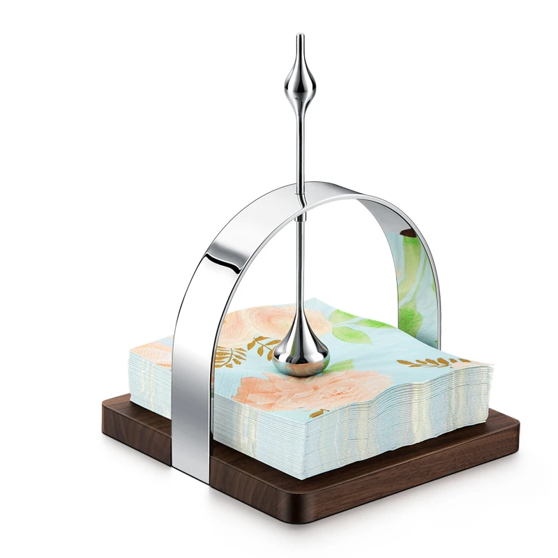 创意胡桃木纸巾座方形架餐厅酒店台面纸巾架简约餐巾架欧式压纸座