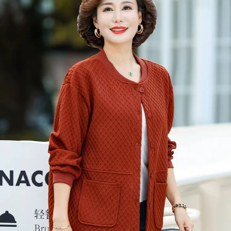 100-230  斤特大码妈妈装春秋款新品外套中老年洋气休闲宽松夹克