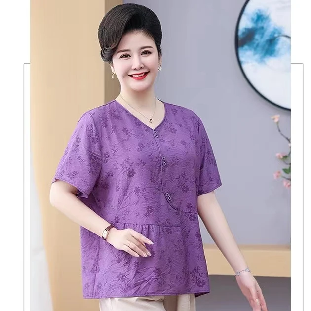 90斤-230斤特大码妈妈装夏季新款中老年妈妈短袖上衣