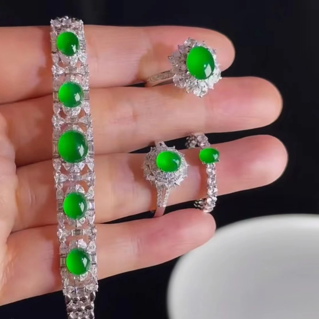 缅甸天然a 货翡翠手链 中高端私人镶嵌订制 缅甸直淘