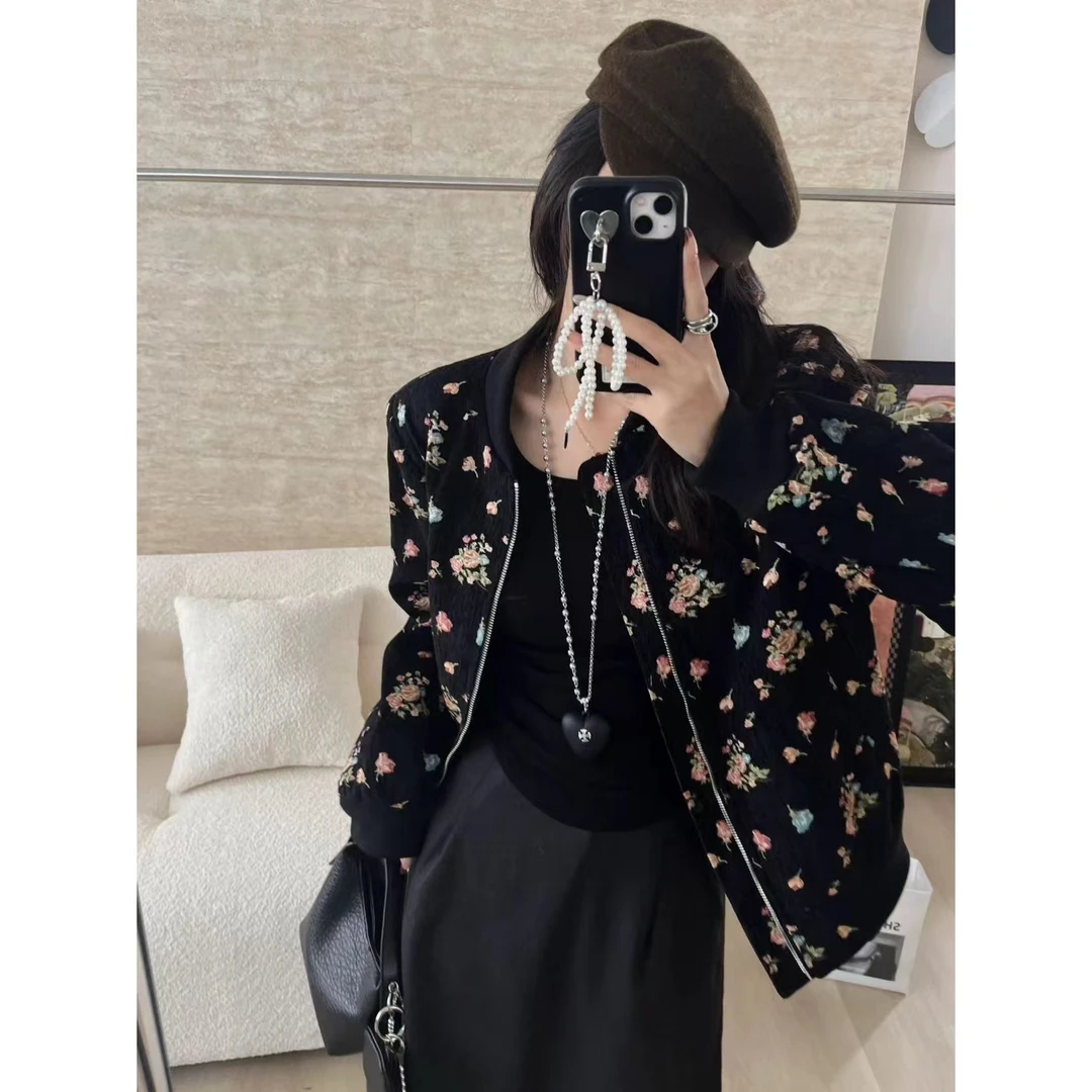 SP【花城往事】 复古高级感植绒绣花碎花宽松定制外套夹克外套