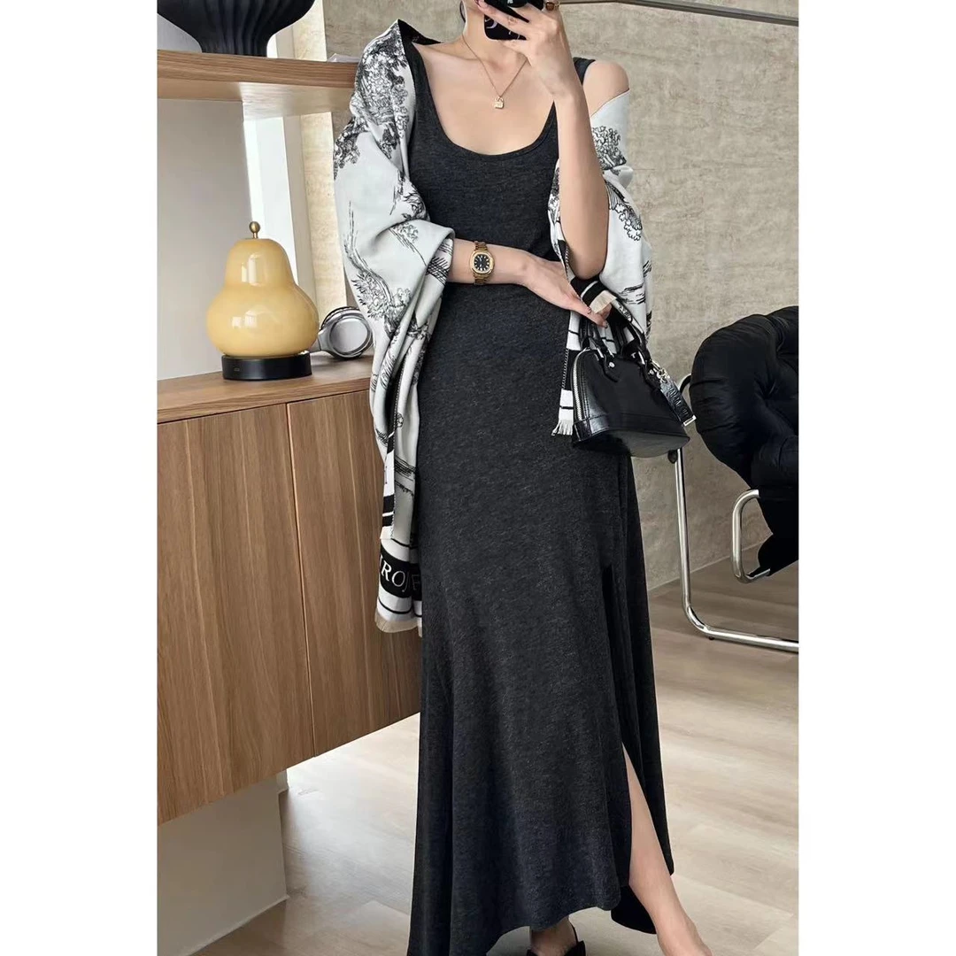 SP 羊R披肩连衣裙 气质高级感套装 时尚显瘦不规则裙摆连衣裙套装