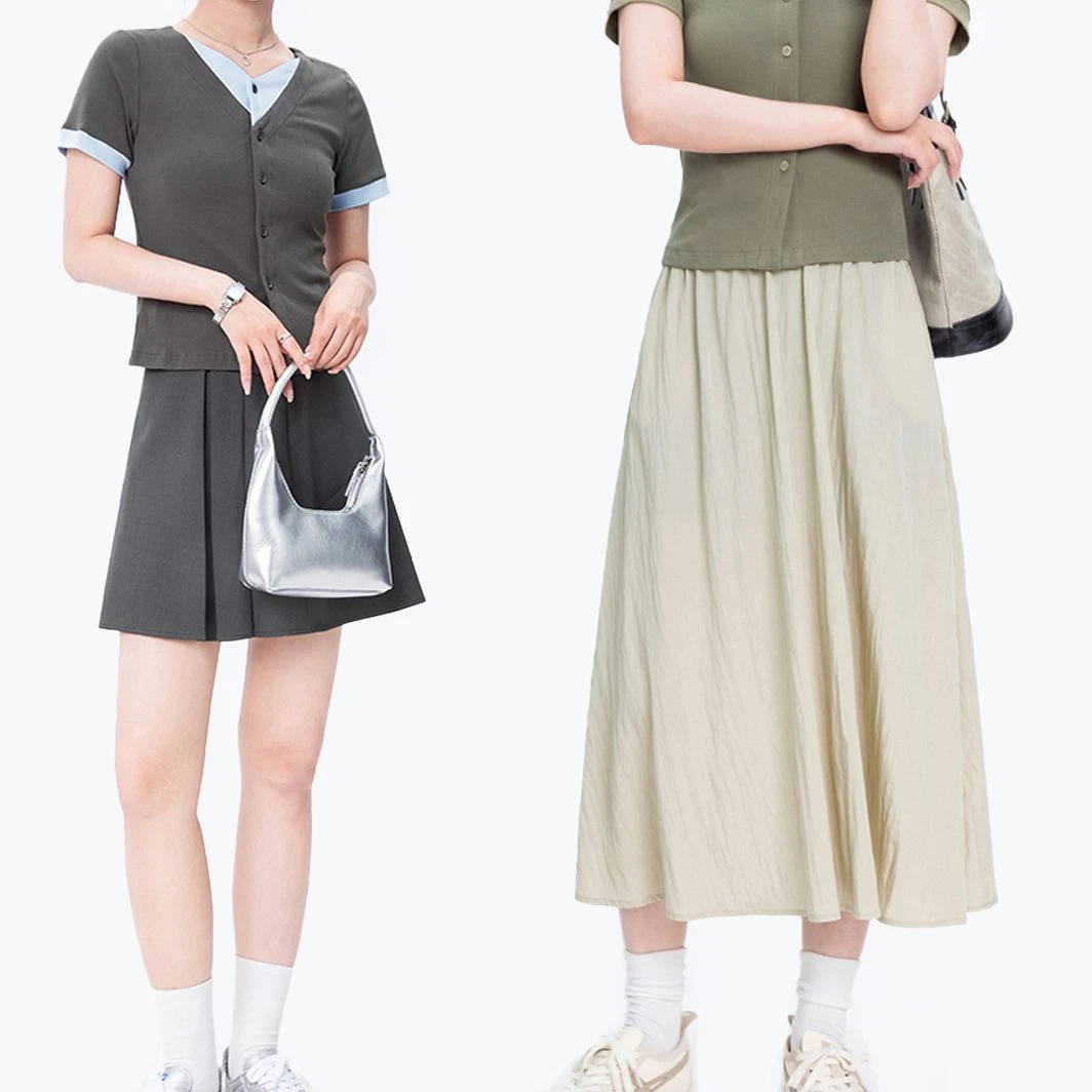 v领假两件T恤女夏2024新款小众设计感修身显瘦短款上衣LJ0326