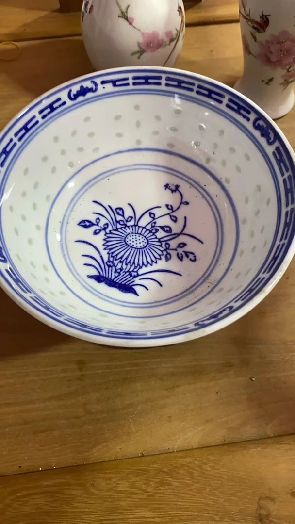 景德镇陶瓷青花玲珑6寸兰花碗